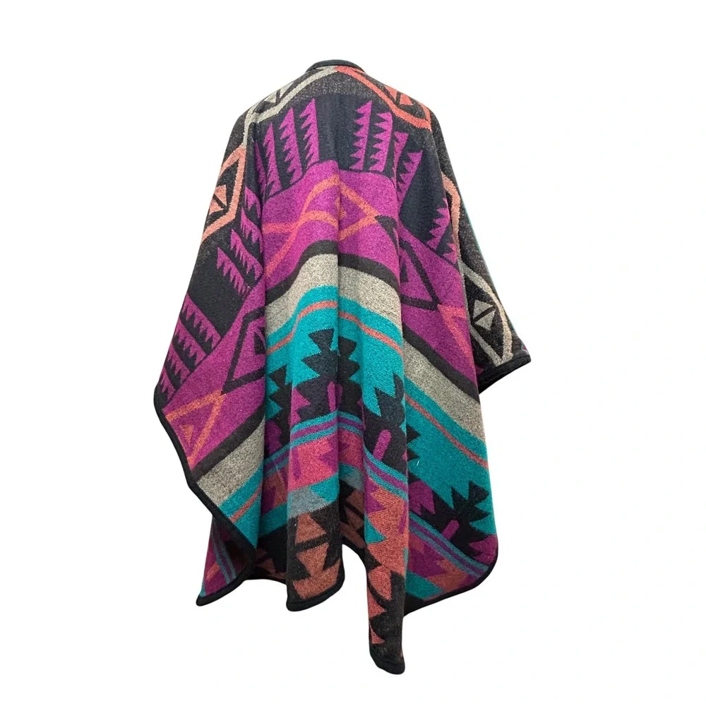 Olive & Pique Shawl Wrap Poncho Cardigan Womens OS Southwestern Aztec Blanket